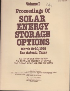 Solar Energy Storage Options Volume 1